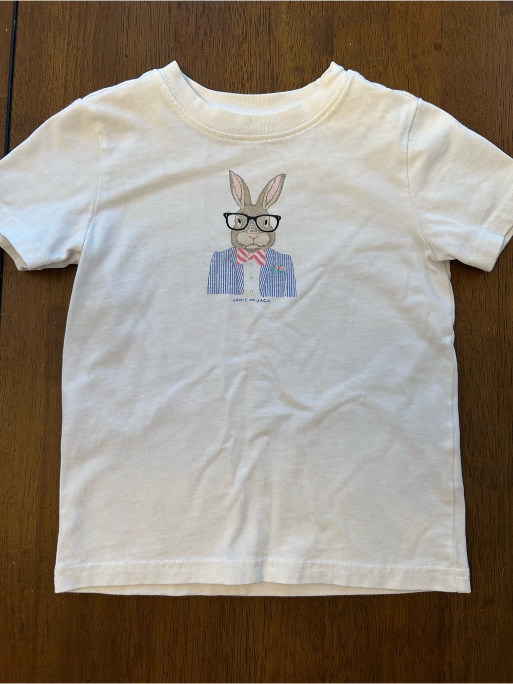 Janie and Jack White Bunny Tee with Blue Stripe Jacket and Pink Bow
